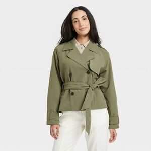Women's Olive Double-Breasted Jacket